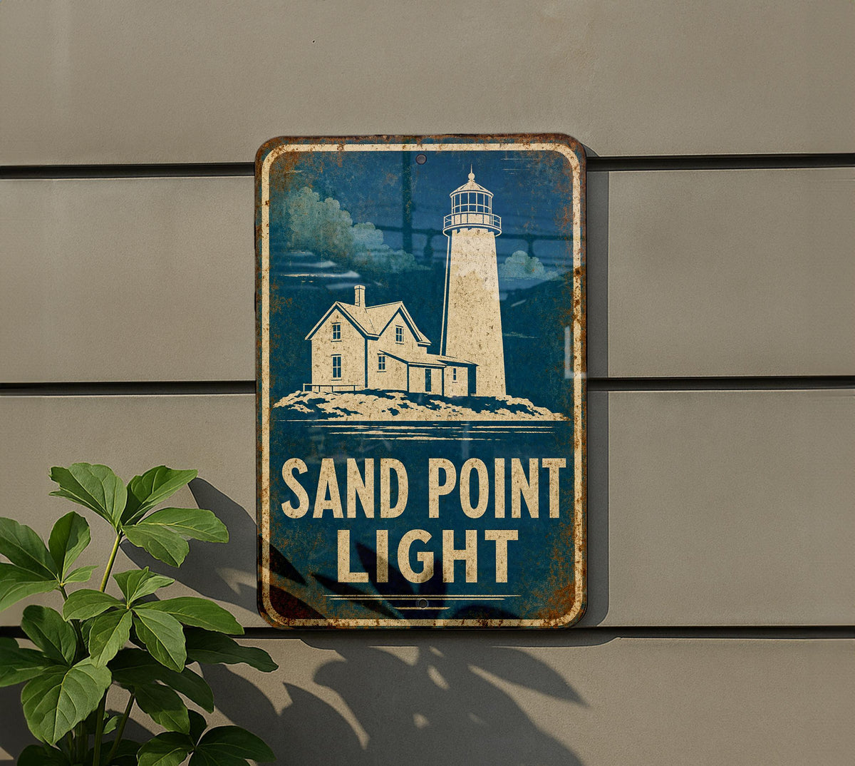 Sand Point Light Lighthouse Vintage Blueprint Metal Sign, Lake Michigan Coastal Nautical Wall Decor, Wisconsin Lighthouse Gift — photo 6