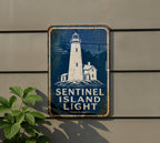 Sentinel Island Light Lighthouse Metal Sign, Vintage Blueprint Style Coastal Beacon Wall Decor, Nautical Maritime Gift — photo 1