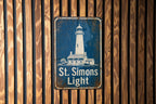 St Simons Light Lighthouse Metal Sign Vintage Blueprint Style Coastal Decor St. Simons Island Georgia Landmark Sign — photo 3