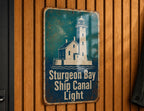 Sturgeon Bay Ship Canal Light Lighthouse Metal Sign Vintage Blueprint Style Coastal Wisconsin Nautical Decor Gift — photo 1