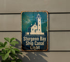 Sturgeon Bay Ship Canal Light Lighthouse Metal Sign Vintage Blueprint Style Coastal Wisconsin Nautical Decor Gift — photo 3