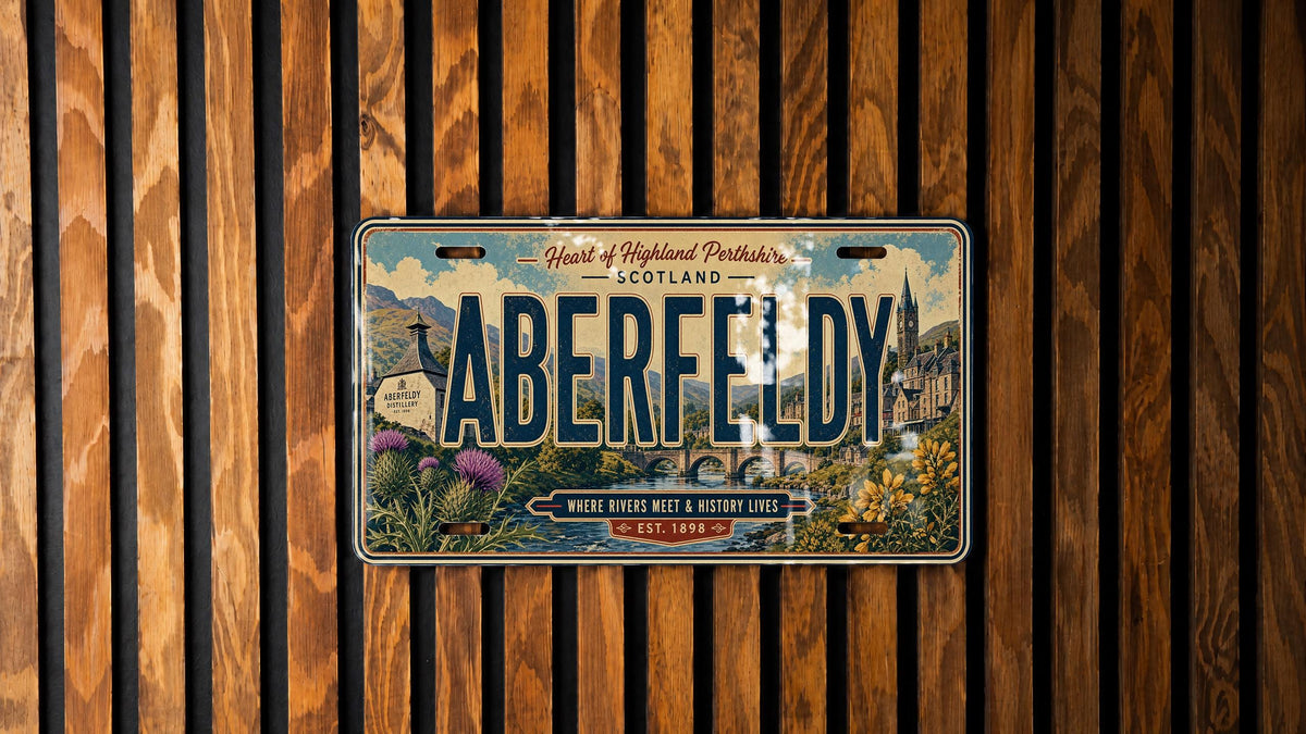Aberfeldy Retro Style License Plate, Aberfeldy Scotland Souvenir Car Tag, Highland Town Novelty Plate Gift — photo 3