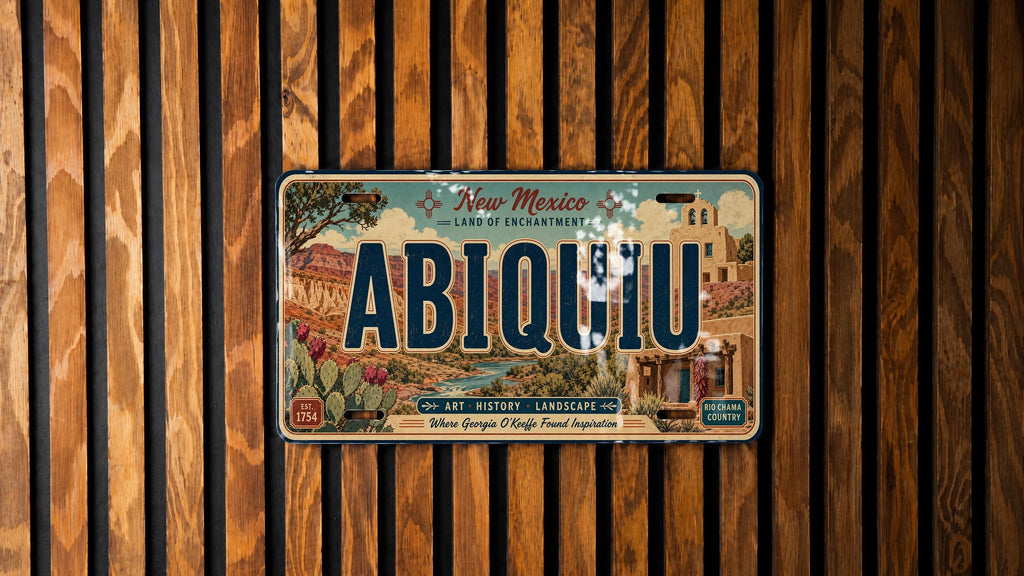 Abiquiu New Mexico Retro Style License Plate Souvenir Tag Southwestern Desert Town Travel Gift Decor — photo 3