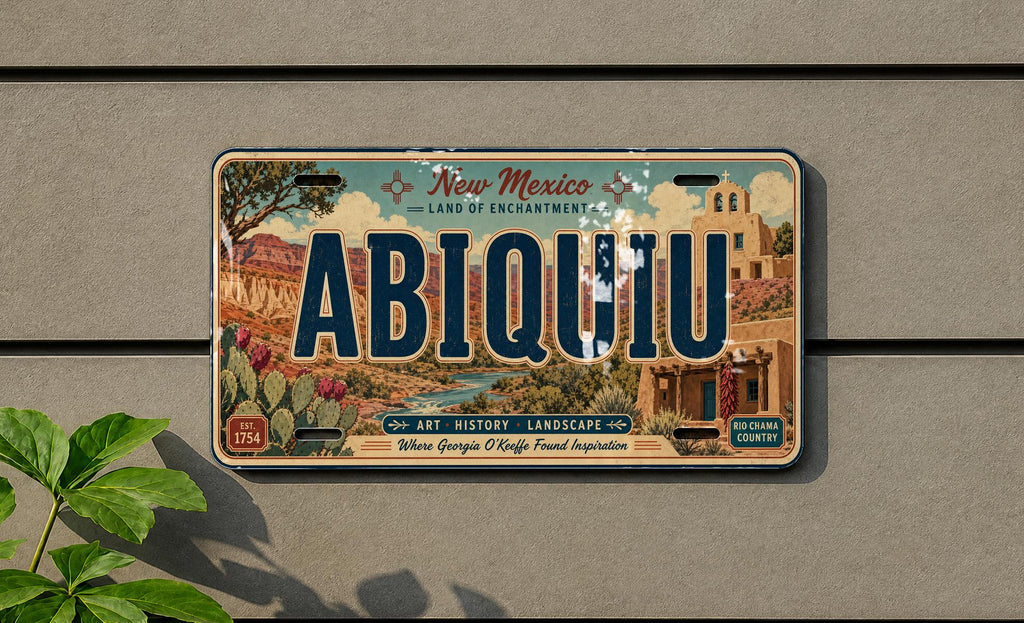 Abiquiu New Mexico Retro Style License Plate Souvenir Tag Southwestern Desert Town Travel Gift Decor — photo 4