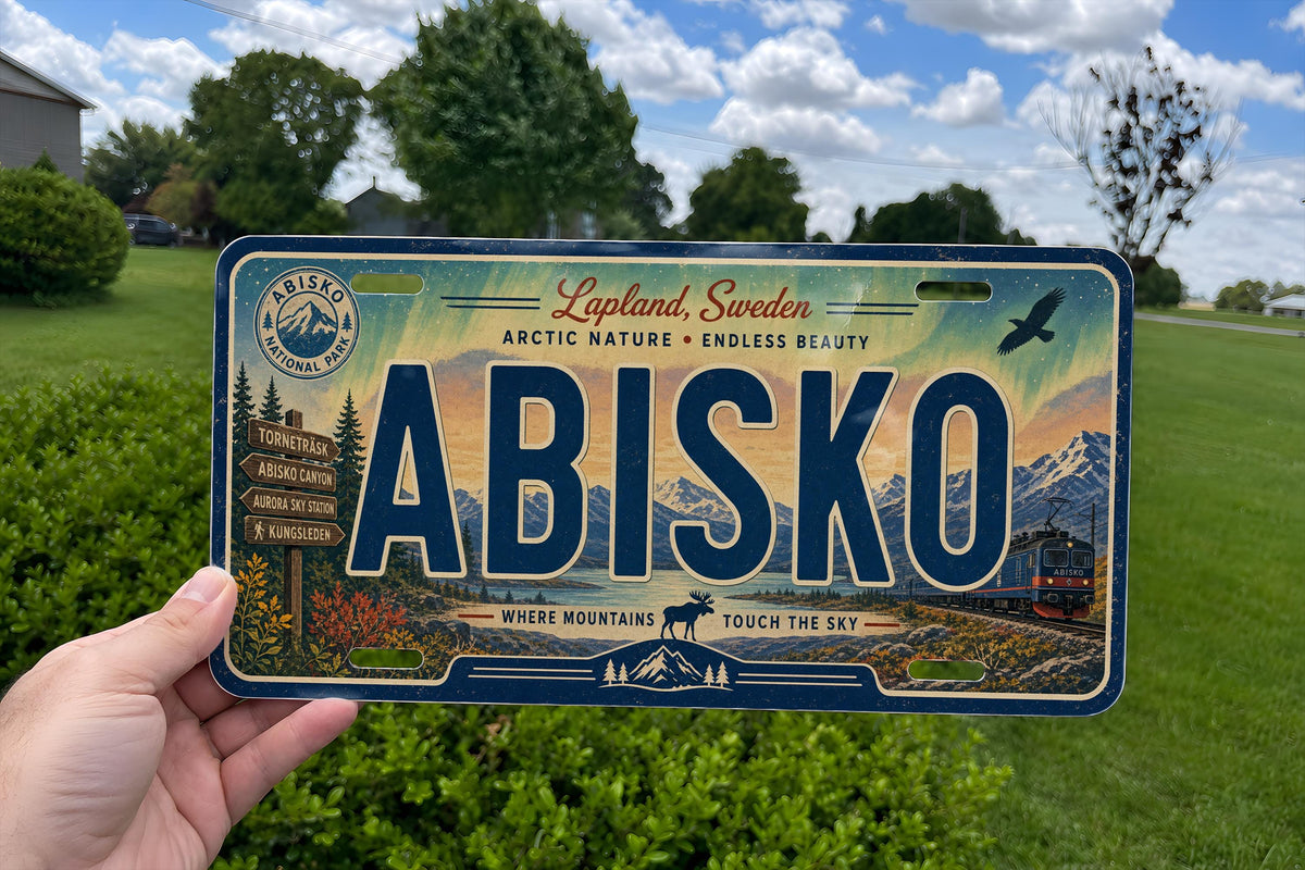 Abisko Sweden Retro Style License Plate, Abisko National Park Souvenir Car Tag, Scandinavian Travel Decor Plate — photo 2