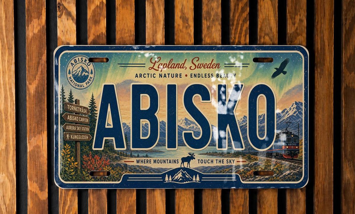 Abisko Sweden Retro Style License Plate, Abisko National Park Souvenir Car Tag, Scandinavian Travel Decor Plate — photo 3