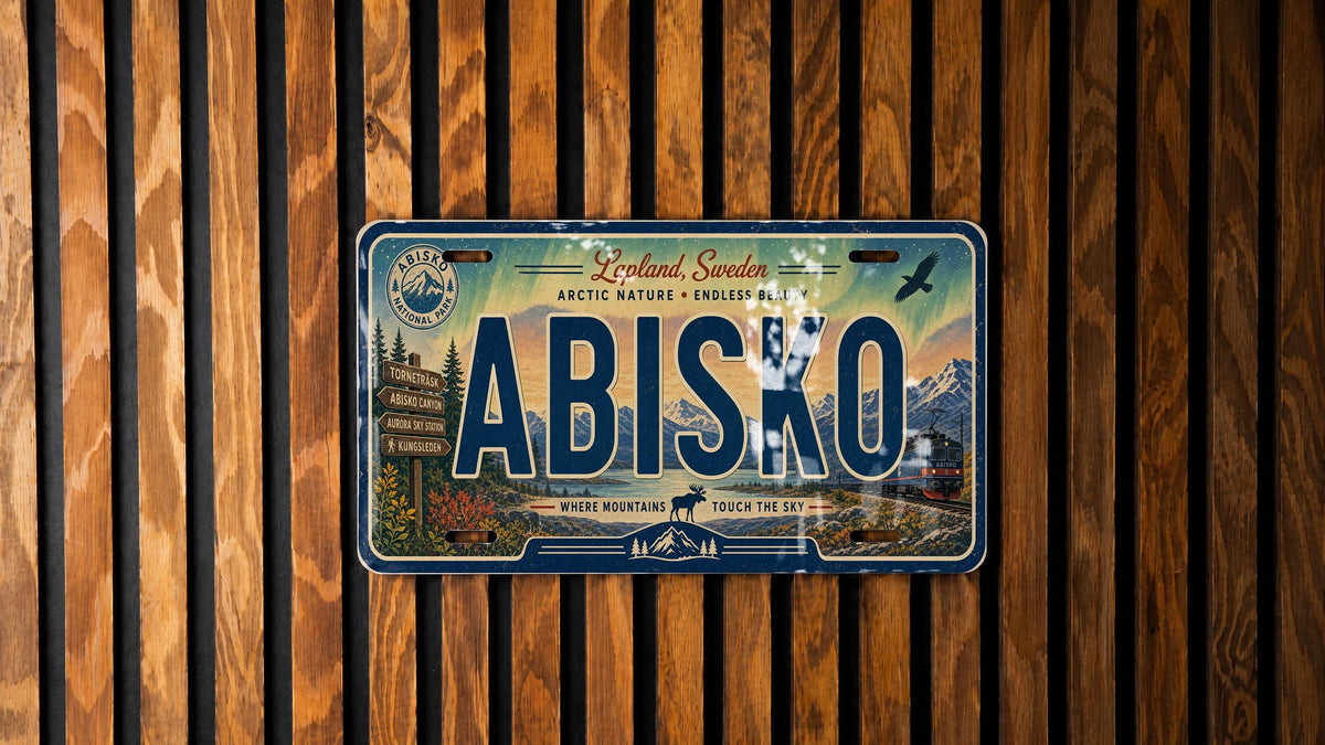 Abisko Sweden Retro Style License Plate, Abisko National Park Souvenir Car Tag, Scandinavian Travel Decor Plate — photo 4