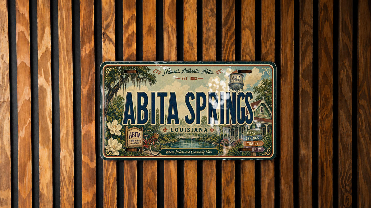 Abita Springs Retro Style License Plate, Louisiana Souvenir Tag, Abita Springs LA Town Sign Plate, Gift for Travelers — photo 2