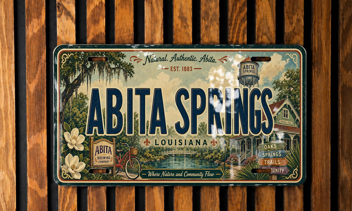 Abita Springs Retro Style License Plate, Louisiana Souvenir Tag, Abita Springs LA Town Sign Plate, Gift for Travelers — photo 3