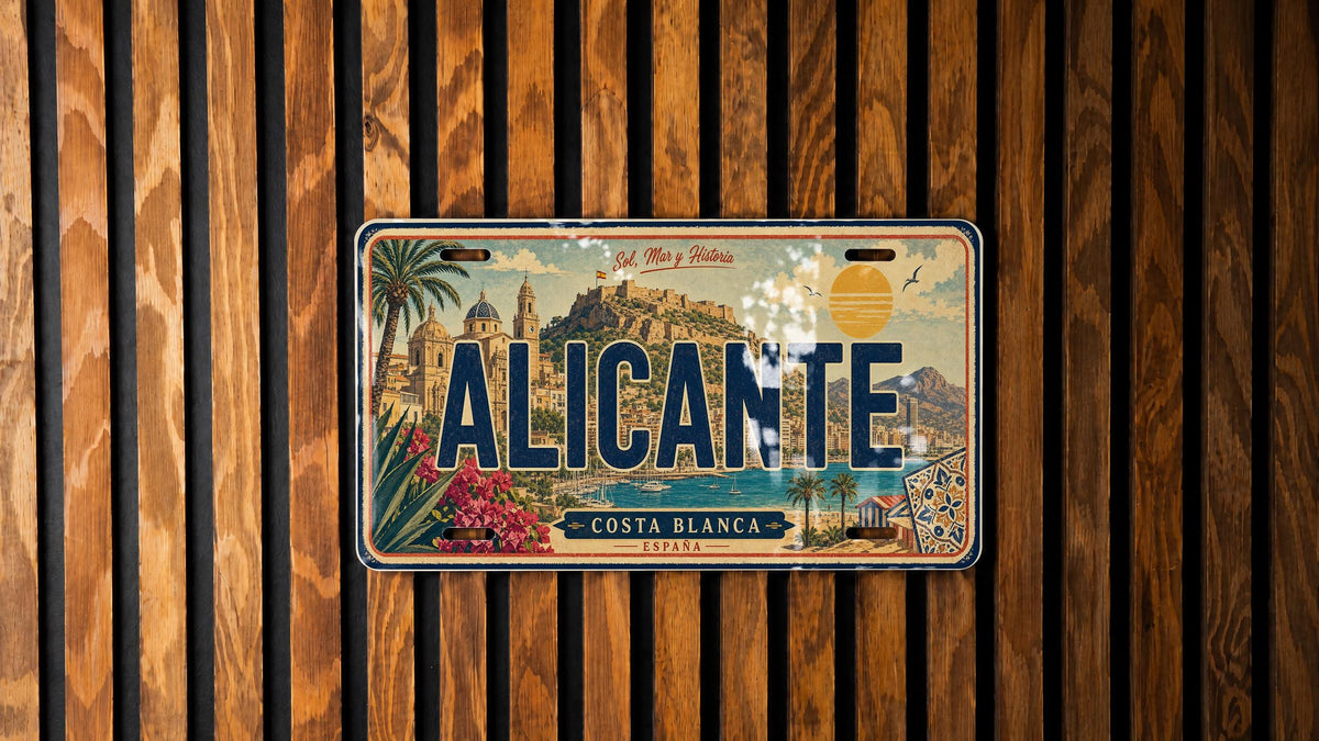 Retro Alicante Spain License Plate, Alicante Souvenir Car Tag, Spanish Travel Gift, Mediterranean City Decor Plate — photo 2