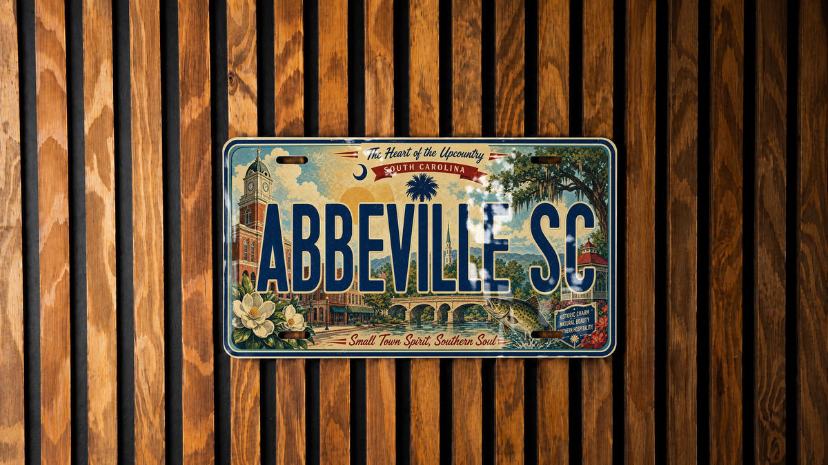 Abbeville SC Retro Style License Plate, South Carolina Town Souvenir Car Tag, Abbeville County Travel Keepsake Gift — photo 1