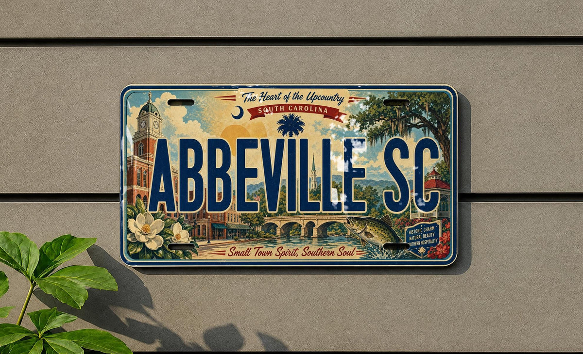 Abbeville SC Retro Style License Plate, South Carolina Town Souvenir Car Tag, Abbeville County Travel Keepsake Gift — photo 3