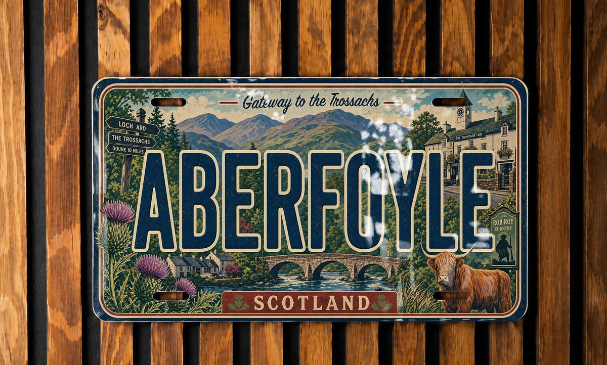 Aberfoyle Retro Style License Plate, Aberfoyle Place Name Car Tag, Scottish Town Souvenir Plate, Travel Gift Decor — photo 3