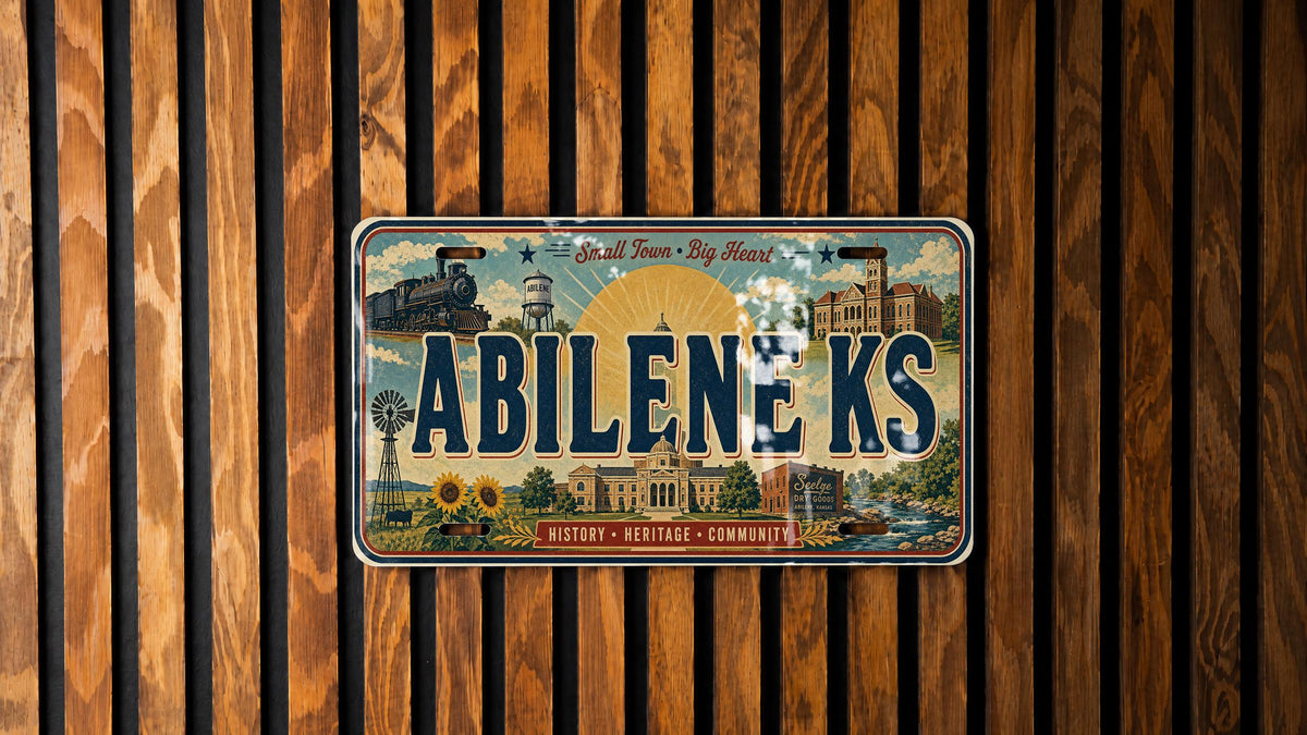 Abilene KS Retro License Plate, Kansas Souvenir Auto Tag, Abilene Kansas Travel Gift, Vintage-Inspired Car Plate Decor — photo 3