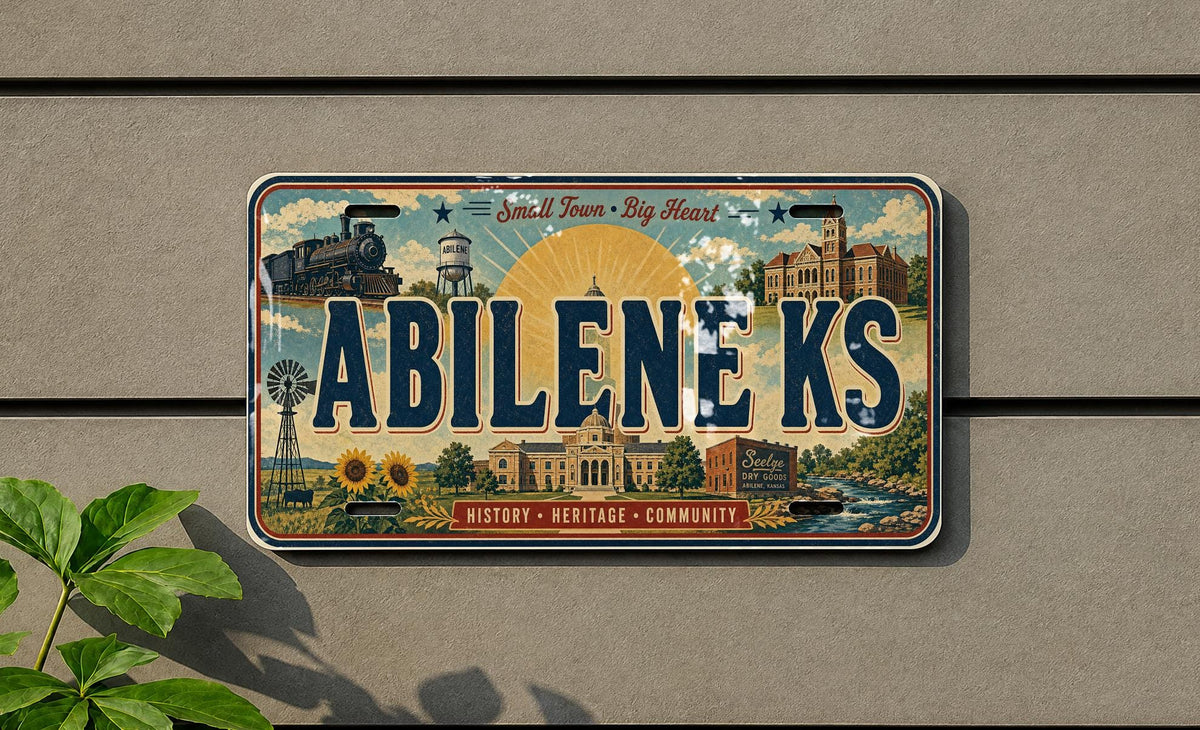 Abilene KS Retro License Plate, Kansas Souvenir Auto Tag, Abilene Kansas Travel Gift, Vintage-Inspired Car Plate Decor — photo 4