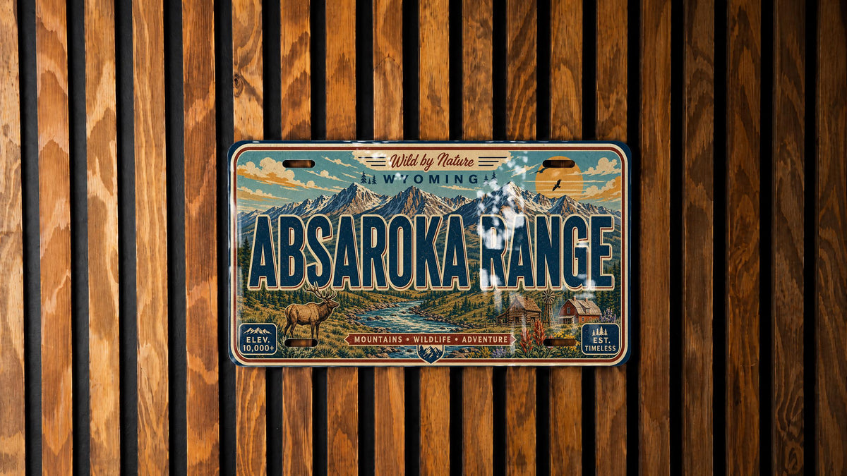 Absaroka Range Retro Style License Plate, Wyoming Mountain Range Souvenir Car Tag, Yellowstone Area Scenic Plate — photo 3