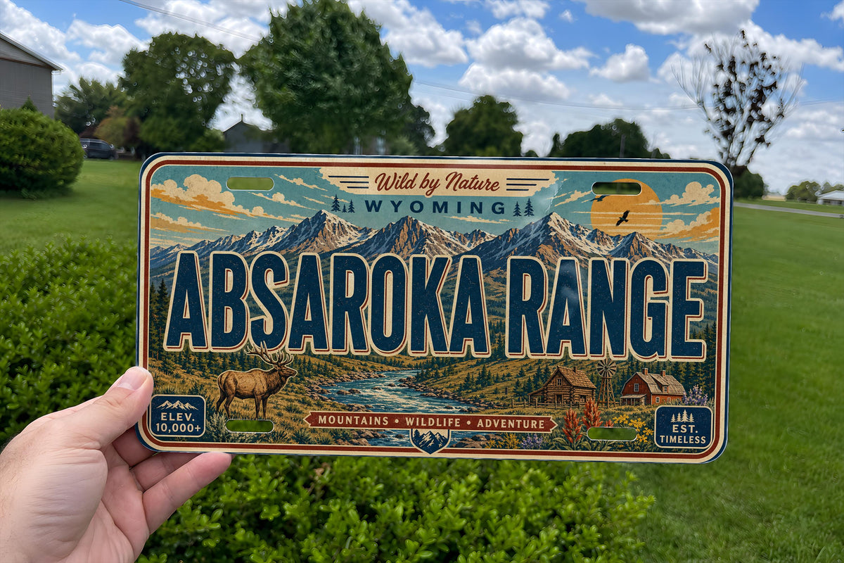 Absaroka Range Retro Style License Plate, Wyoming Mountain Range Souvenir Car Tag, Yellowstone Area Scenic Plate — photo 4