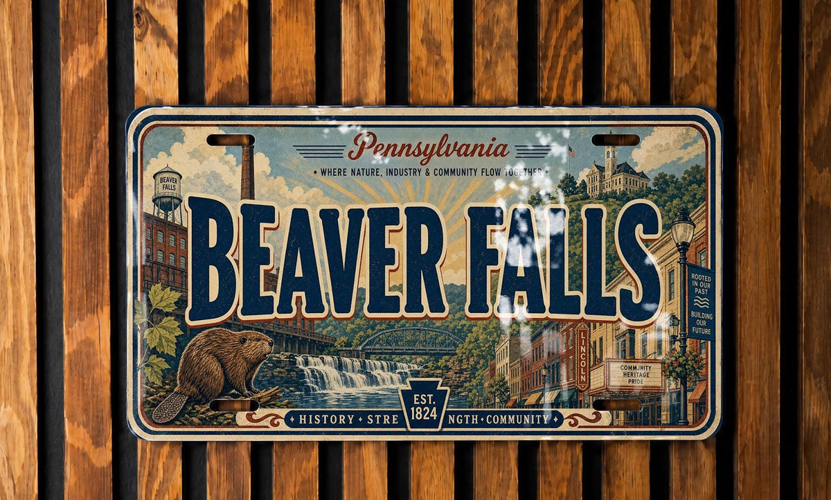 Beaver Falls Retro Style License Plate, Beaver Falls Pennsylvania Souvenir Auto Tag, Custom Name Personalized Vanity Plate — photo 4