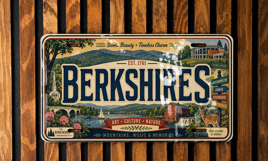 Retro Berkshires License Plate, Massachusetts Berkshires Souvenir Car Tag, Berkshires Region Travel Plate, New England Gift — photo 1