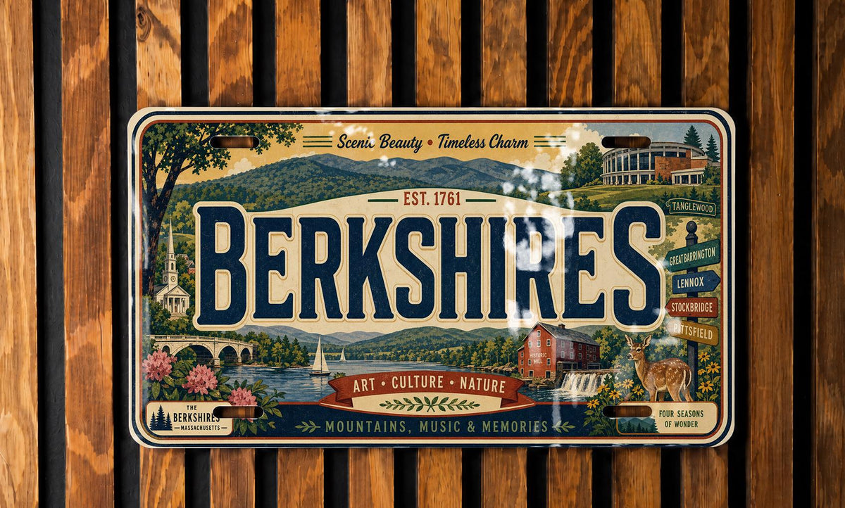 Retro Berkshires License Plate, Massachusetts Berkshires Souvenir Car Tag, Berkshires Region Travel Plate, New England Gift — photo 1