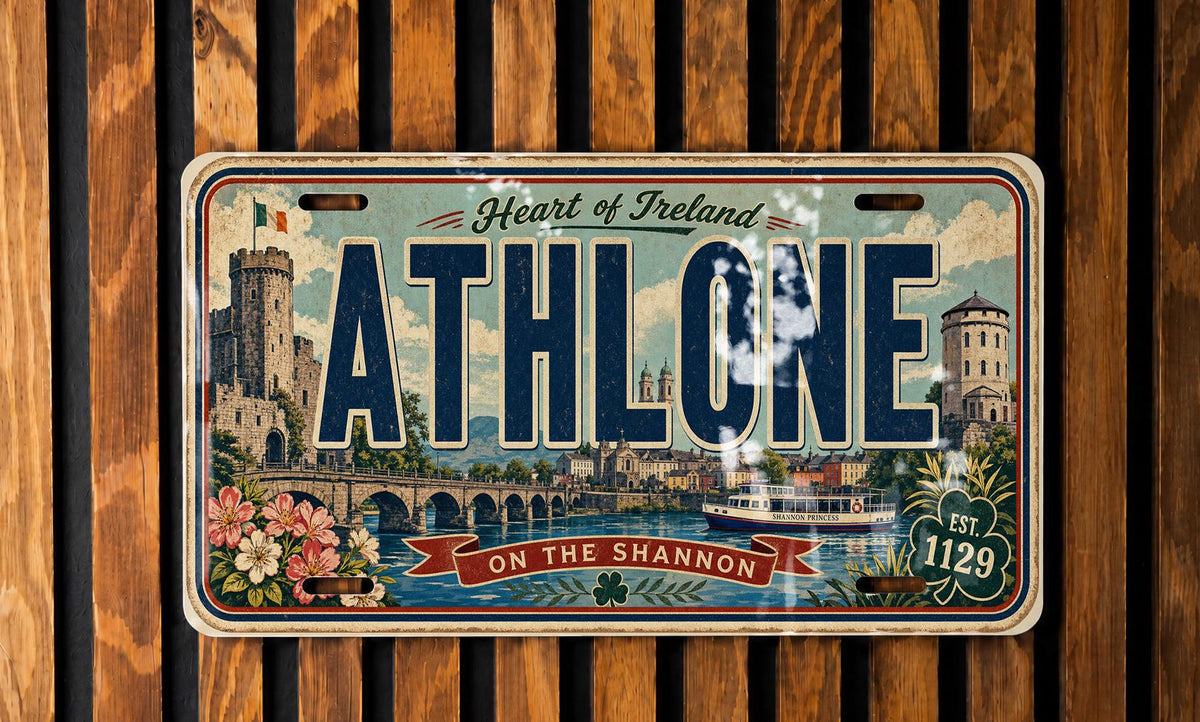 Athlone Retro Style License Plate, Ireland County Westmeath Souvenir Auto Tag, Irish Town Travel Gift Car Plate — photo 2