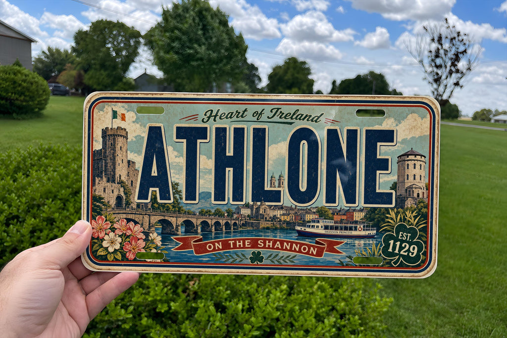 Athlone Retro Style License Plate, Ireland County Westmeath Souvenir Auto Tag, Irish Town Travel Gift Car Plate — photo 3