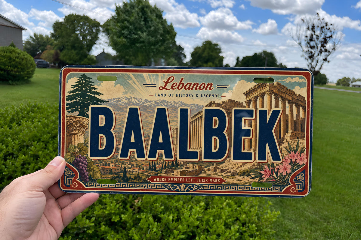 Baalbek Lebanon Retro Style License Plate Souvenir Tag, Roman Temple Ruins Landmark Travel Plate Decor — photo 4