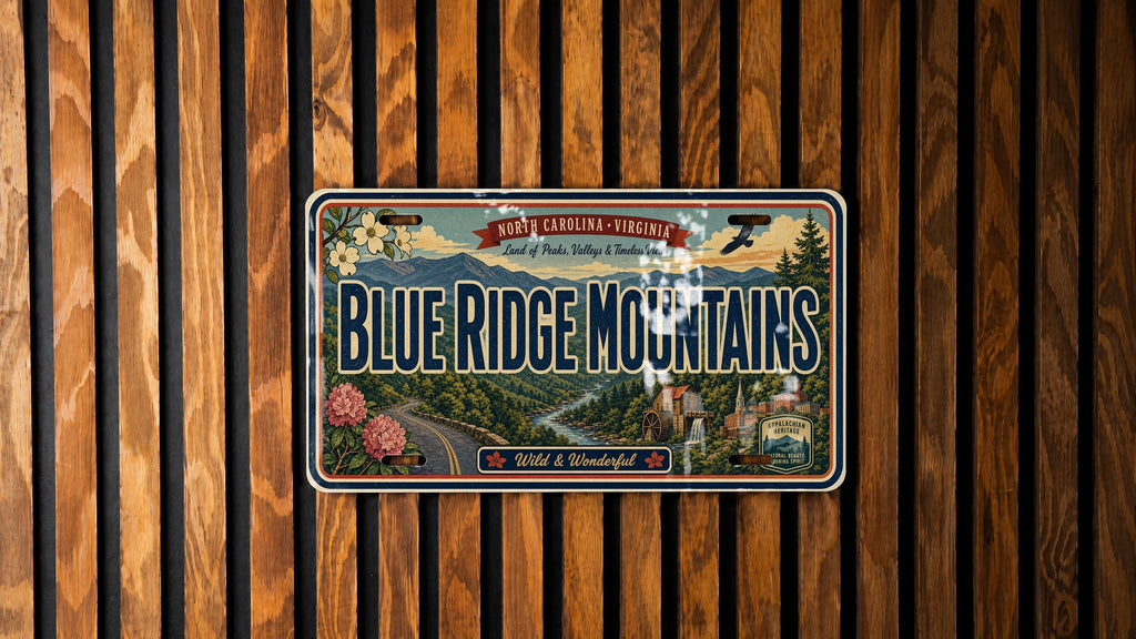 Blue Ridge Mountains Retro Style License Plate, Scenic Mountain Range Souvenir Car Tag, Blue Ridge Parkway Travel Gift — photo 2