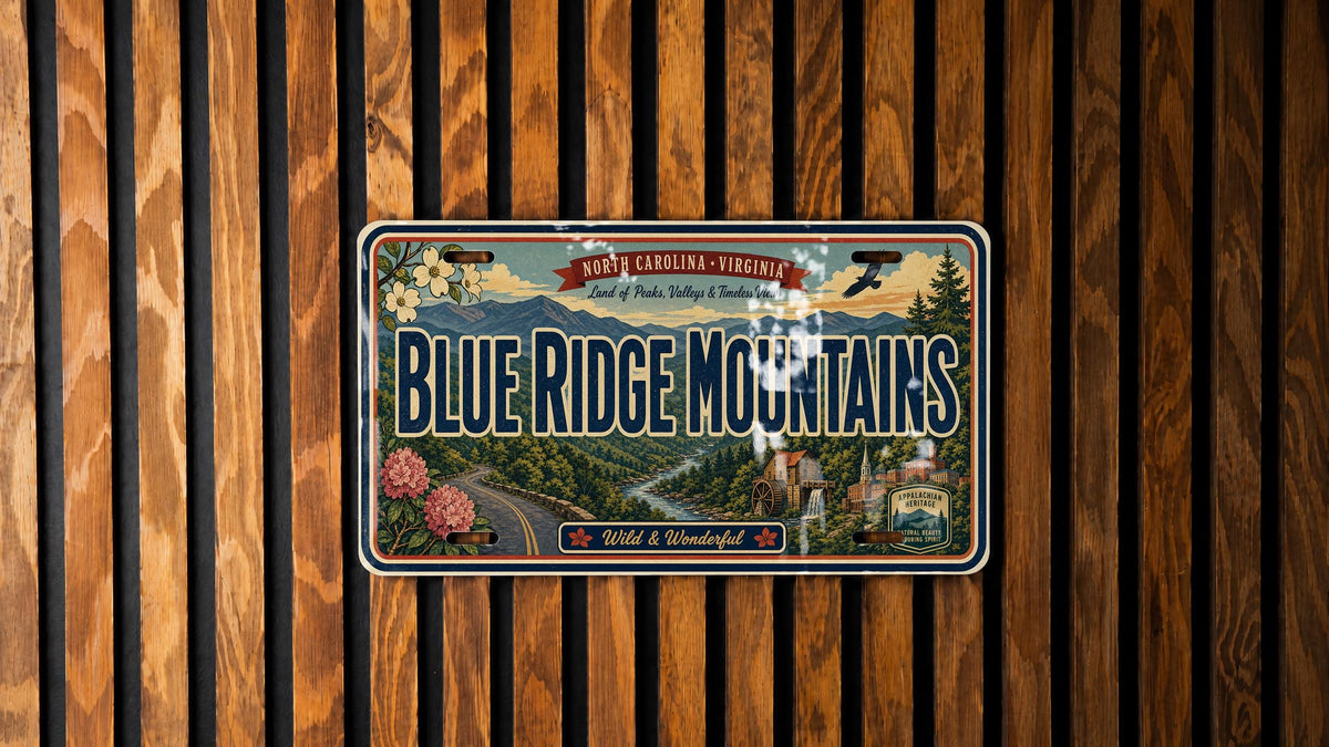 Blue Ridge Mountains Retro Style License Plate, Scenic Mountain Range Souvenir Car Tag, Blue Ridge Parkway Travel Gift — photo 2