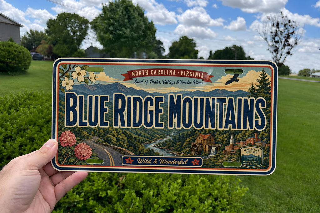 Blue Ridge Mountains Retro Style License Plate, Scenic Mountain Range Souvenir Car Tag, Blue Ridge Parkway Travel Gift — photo 4