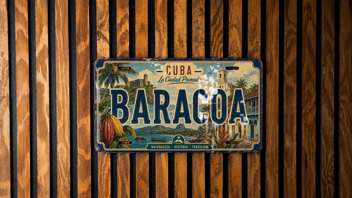 Baracoa Retro Style License Plate, Cuba Souvenir Car Tag, Baracoa City Name Plate, Travel Keepsake Auto Plate — photo 1