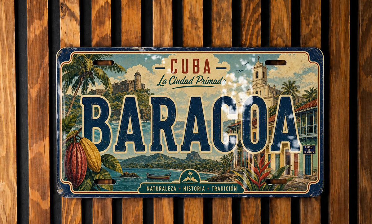 Baracoa Retro Style License Plate, Cuba Souvenir Car Tag, Baracoa City Name Plate, Travel Keepsake Auto Plate — photo 3
