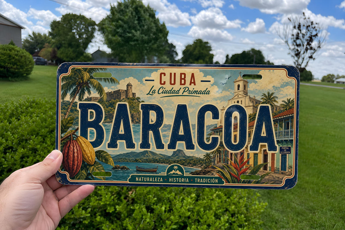 Baracoa Retro Style License Plate, Cuba Souvenir Car Tag, Baracoa City Name Plate, Travel Keepsake Auto Plate — photo 4