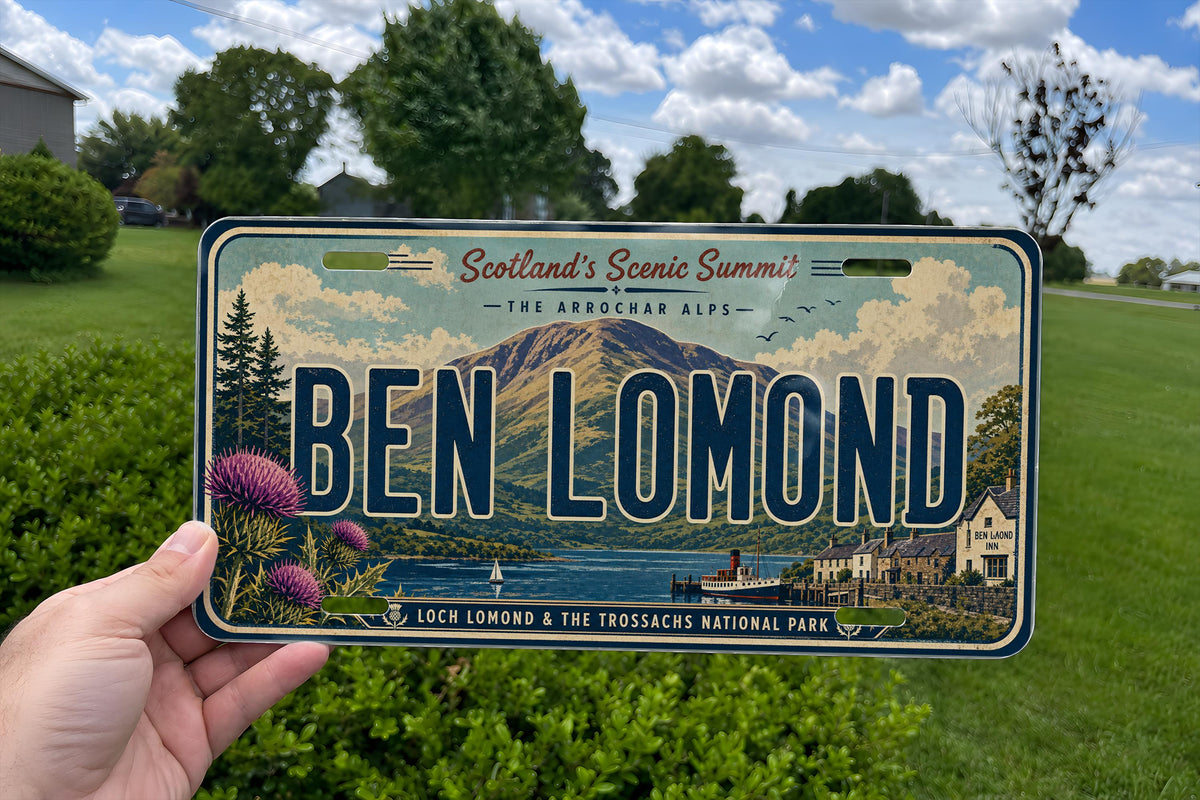 Ben Lomond Retro Style License Plate, Ben Lomond California Souvenir Car Tag, Mountain Town Travel Gift, Custom Name Plate — photo 2