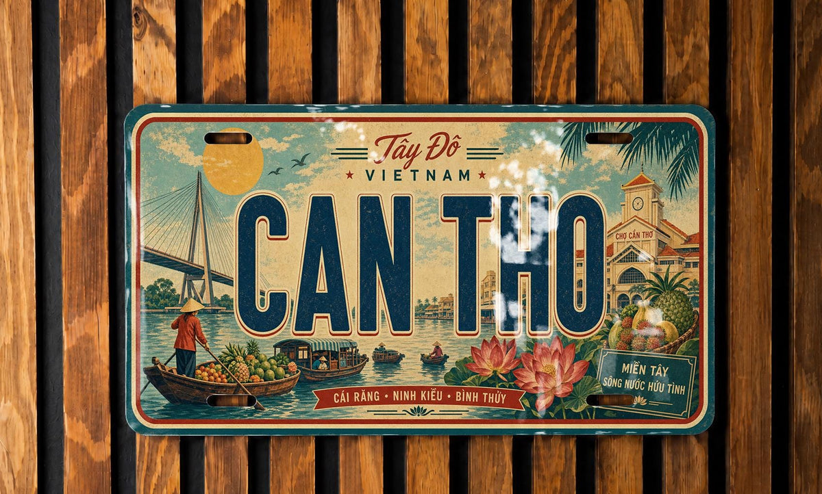 Retro Can Tho Vietnam License Plate Souvenir Tag, Can Tho City Travel Keepsake Auto Plate Decor — photo 1