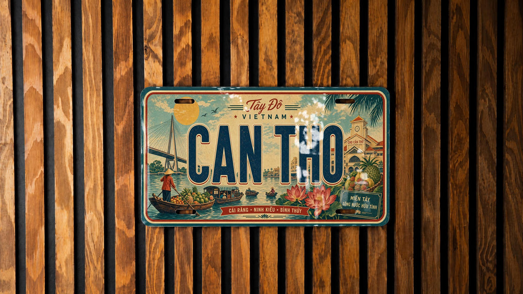 Retro Can Tho Vietnam License Plate Souvenir Tag, Can Tho City Travel Keepsake Auto Plate Decor — photo 2