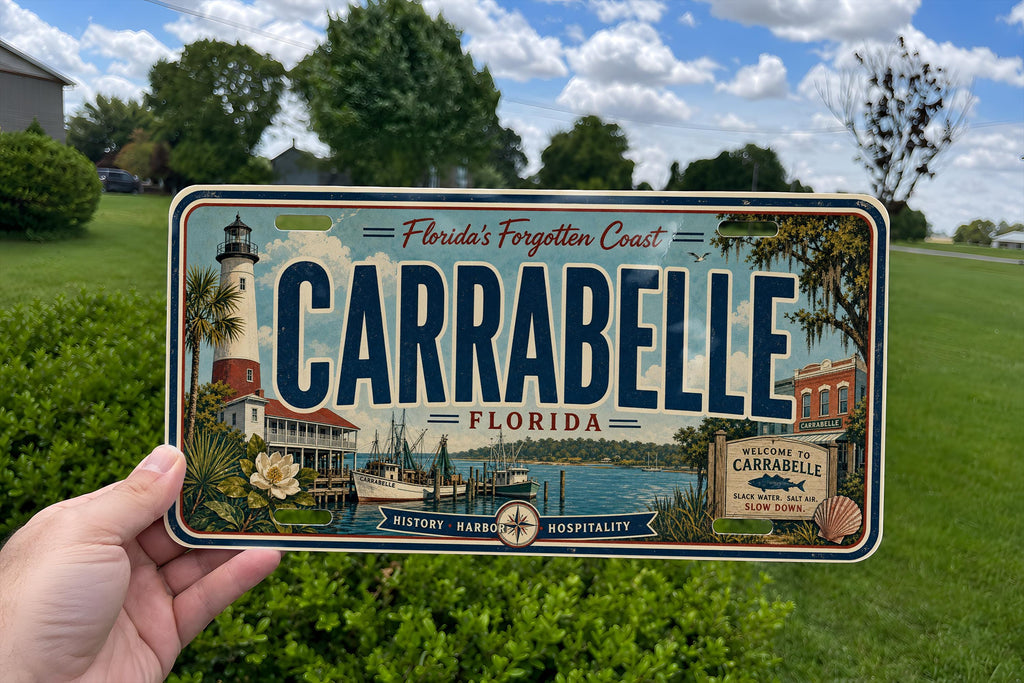 Carrabelle Florida Retro Style License Plate, Gulf Coast Souvenir Car Tag, Beach Town Travel Keepsake Plate — photo 2