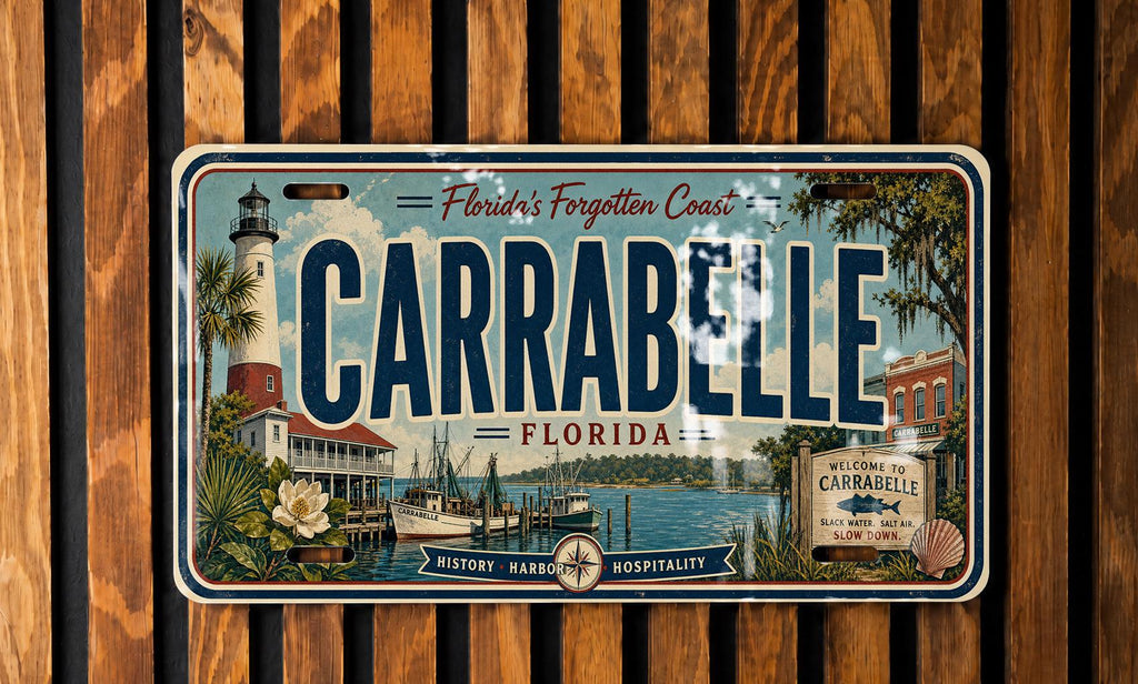 Carrabelle Florida Retro Style License Plate, Gulf Coast Souvenir Car Tag, Beach Town Travel Keepsake Plate — photo 3