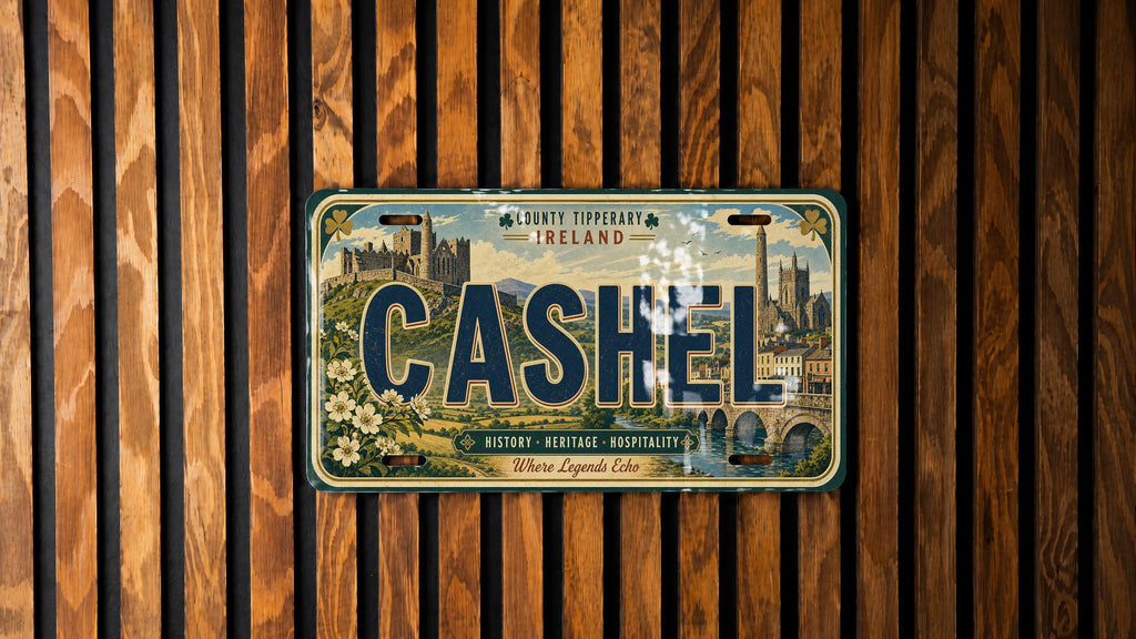 Cashel Retro Style License Plate, Cashel Ireland Souvenir Car Tag, Irish Town Travel Gift, Personalized Name Plate — photo 1