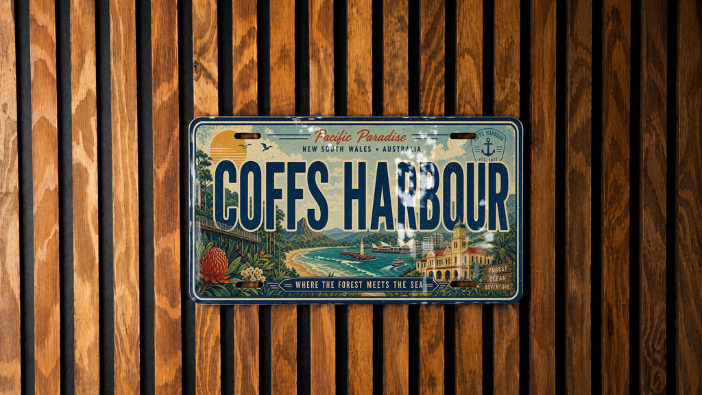 Coffs Harbour Retro Style License Plate Souvenir Car Tag Australia NSW Coastal Town Gift — photo 3