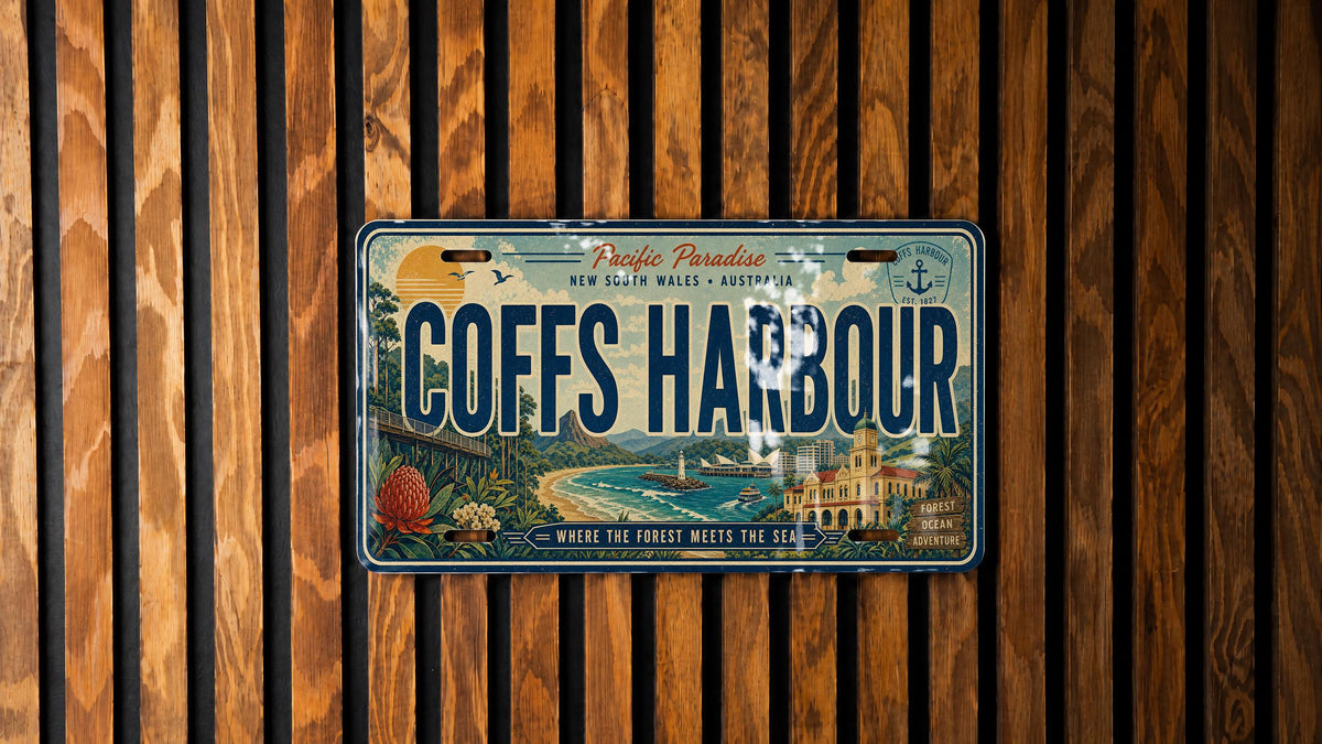 Coffs Harbour Retro Style License Plate Souvenir Car Tag Australia NSW Coastal Town Gift — photo 3