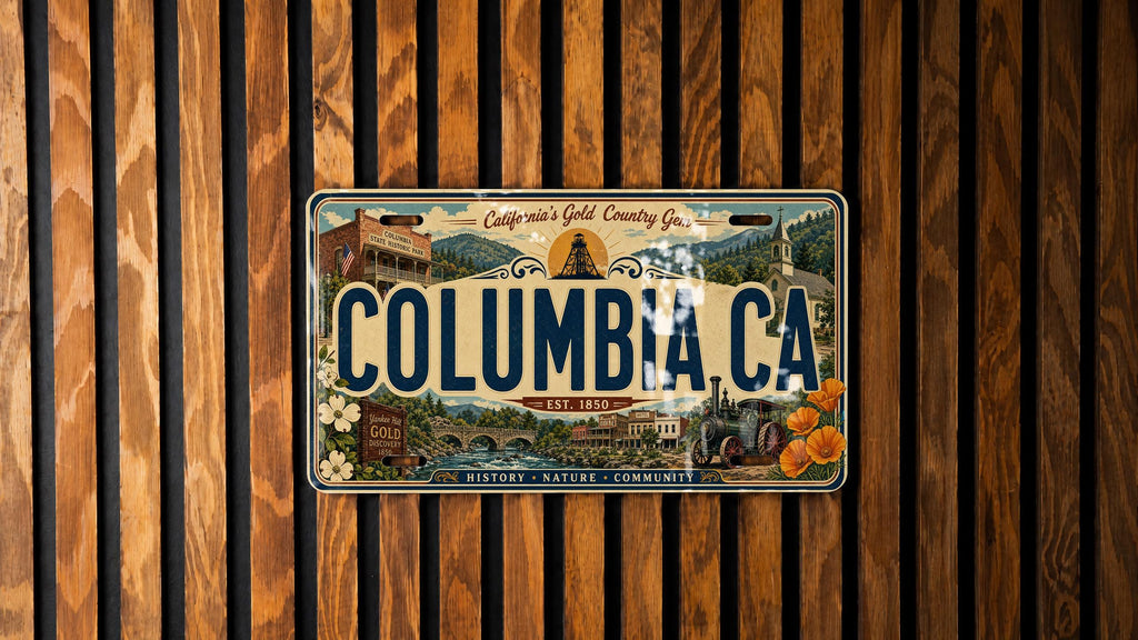 Columbia CA Retro Style License Plate, California Gold Rush Town Souvenir Tag, Historic Columbia State Park Plate — photo 2