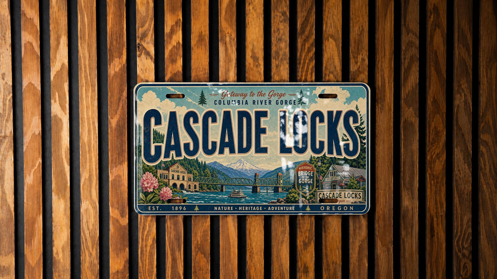 Cascade Locks Oregon Retro Style License Plate, Columbia River Gorge Souvenir Tag, Pacific Northwest Travel Gift — photo 1