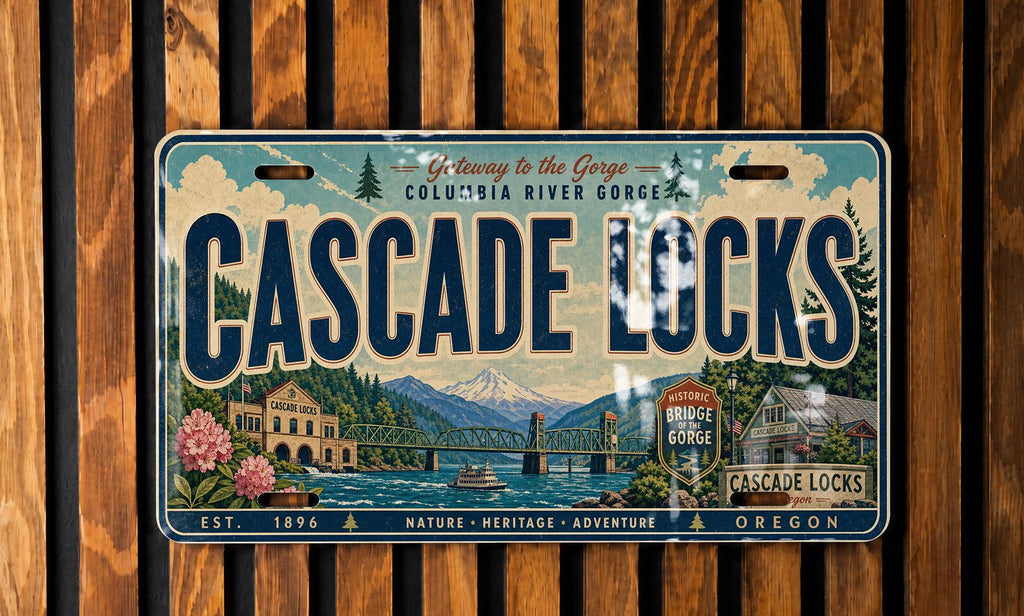 Cascade Locks Oregon Retro Style License Plate, Columbia River Gorge Souvenir Tag, Pacific Northwest Travel Gift — photo 3