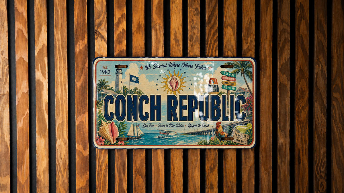 Retro Conch Republic License Plate Key West Florida Souvenir Tag Beach Island Coastal Decor Novelty Car Plate — photo 4