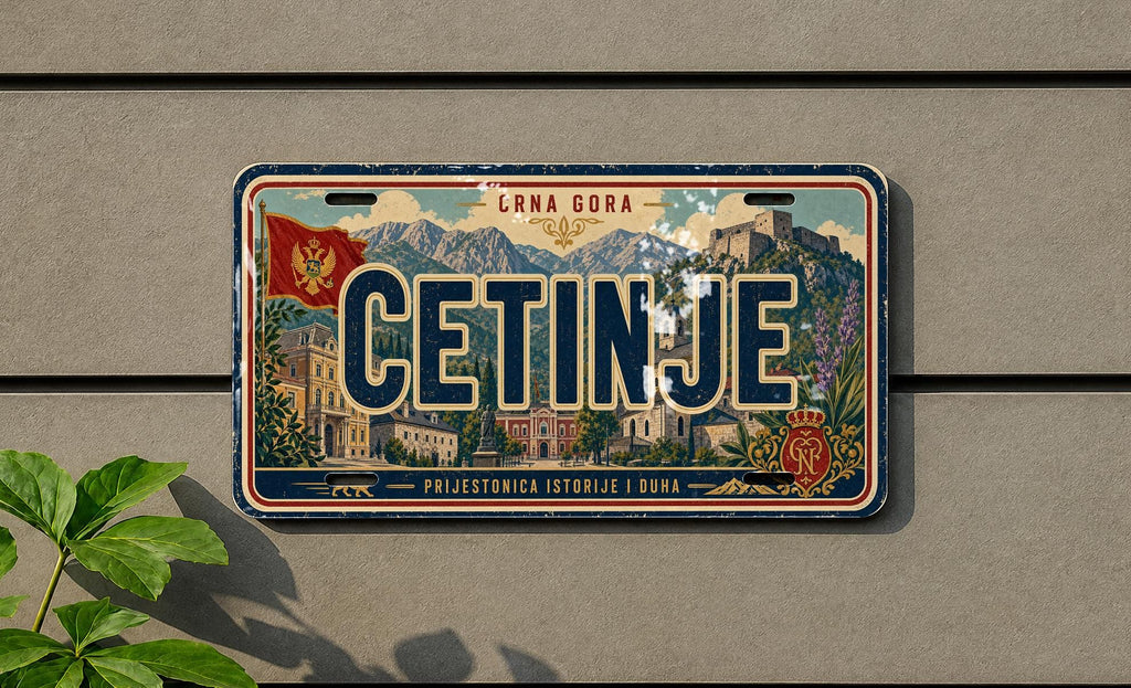 Cetinje Montenegro Retro Style License Plate Souvenir Car Tag Gift for Balkan Travel Fans — photo 4