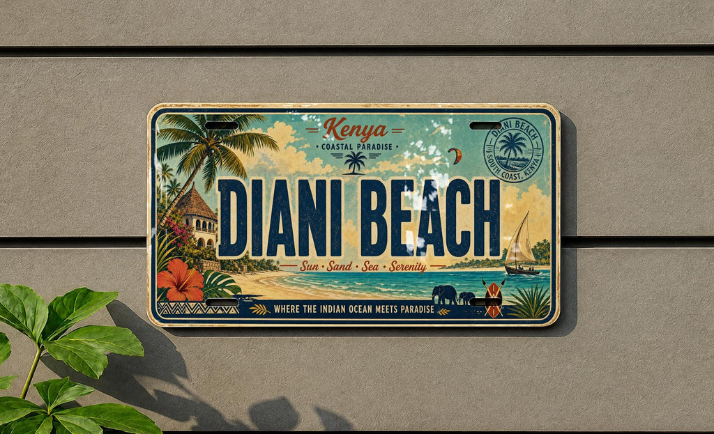 Diani Beach Kenya Retro Style License Plate Souvenir Car Tag Coastal Beach Destination Decor Gift — photo 4