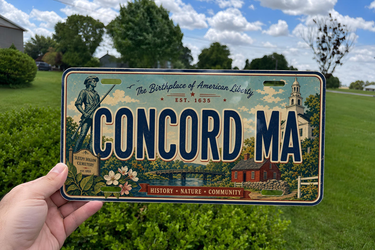 Concord MA Retro License Plate Sign, Massachusetts Town Souvenir Plate, New England Travel Gift, Concord Massachusetts Plate — photo 1
