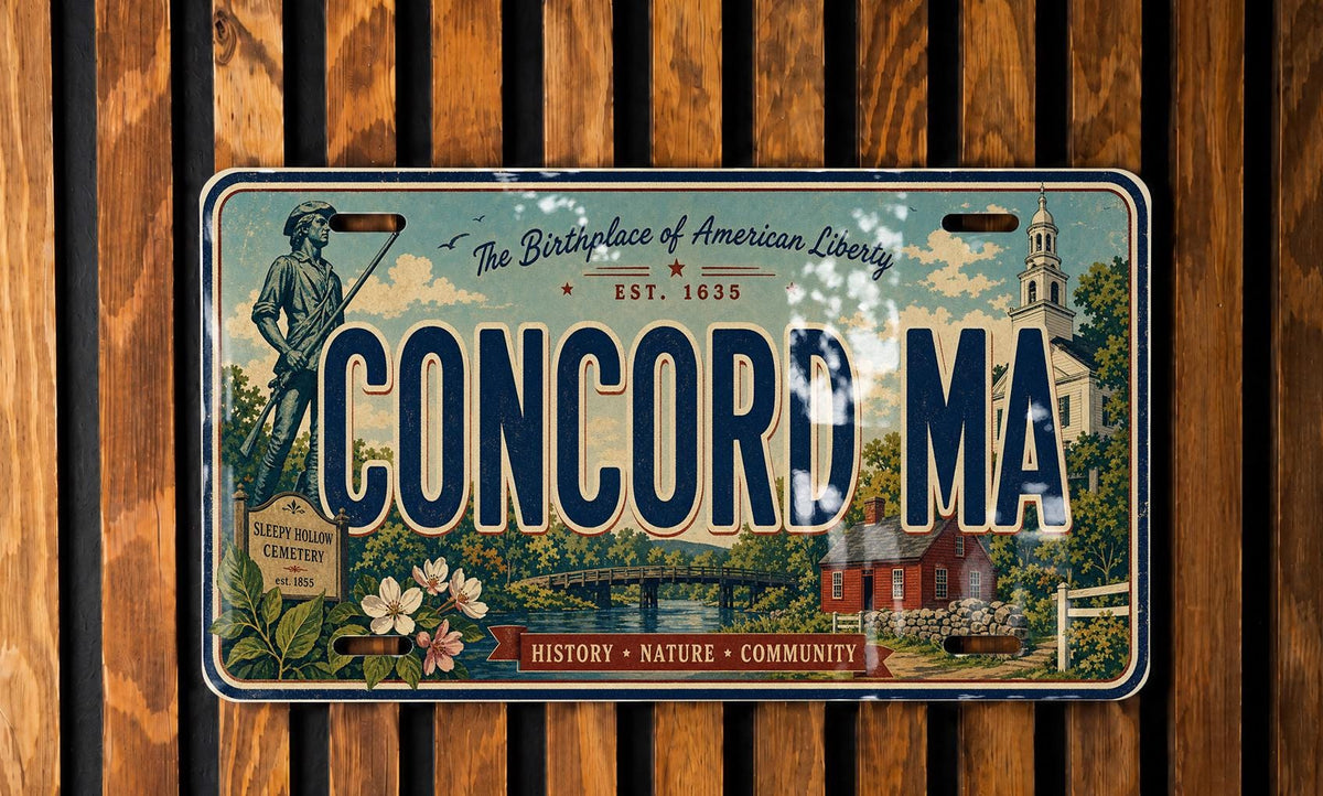 Concord MA Retro License Plate Sign, Massachusetts Town Souvenir Plate, New England Travel Gift, Concord Massachusetts Plate — photo 2