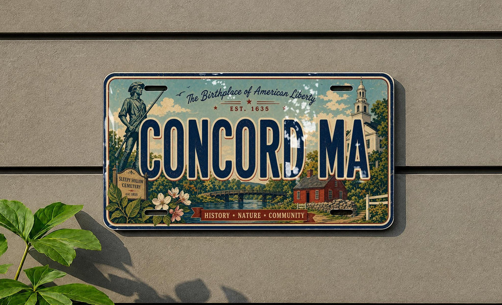 Concord MA Retro License Plate Sign, Massachusetts Town Souvenir Plate, New England Travel Gift, Concord Massachusetts Plate — photo 3